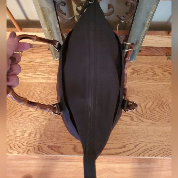 Gucci Vintage Black Nylon Bamboo Tote Bag - Picture 8 of 15